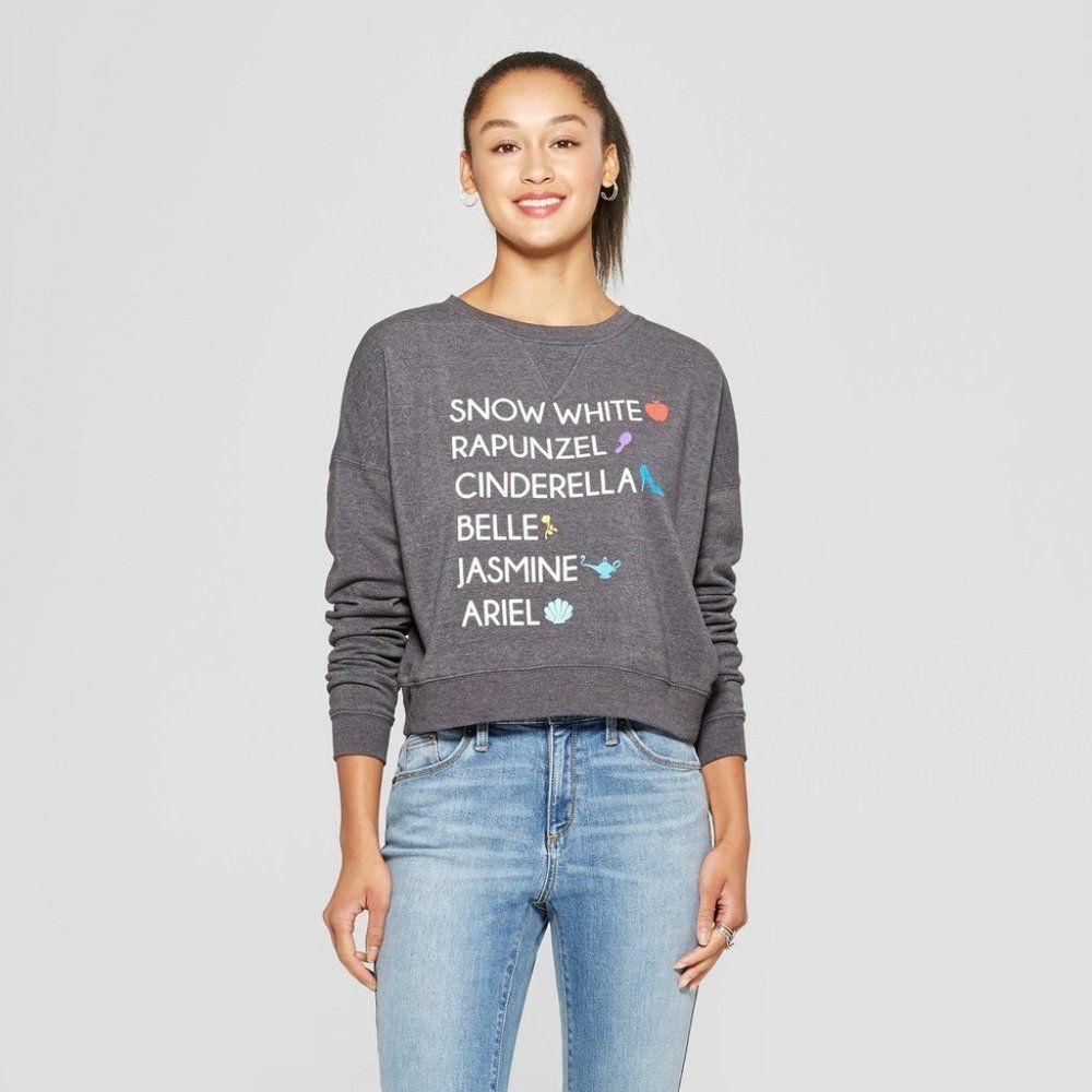 WOMEN'S Disney Princess Graphic Sweatshirt (Juniors') Charcoal XS